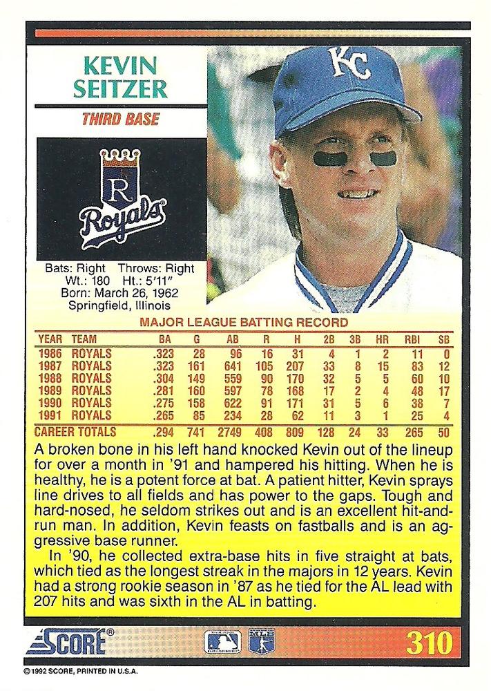 Kevin Seitzer  baseball card collectible - Main Image 2