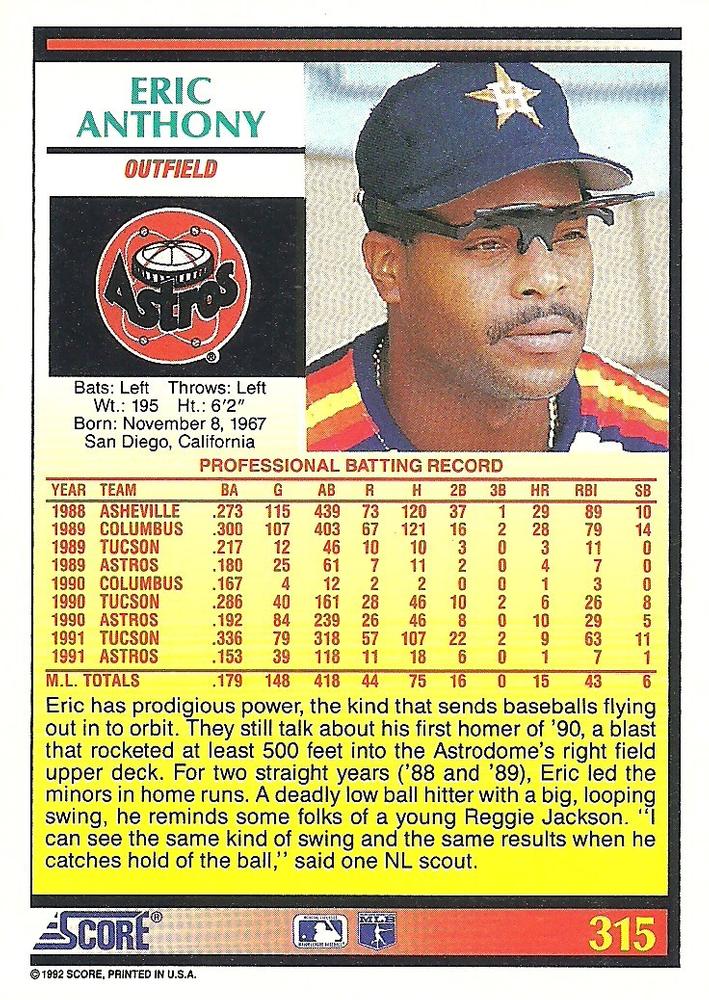 Eric Anthony  baseball card collectible - Main Image 2