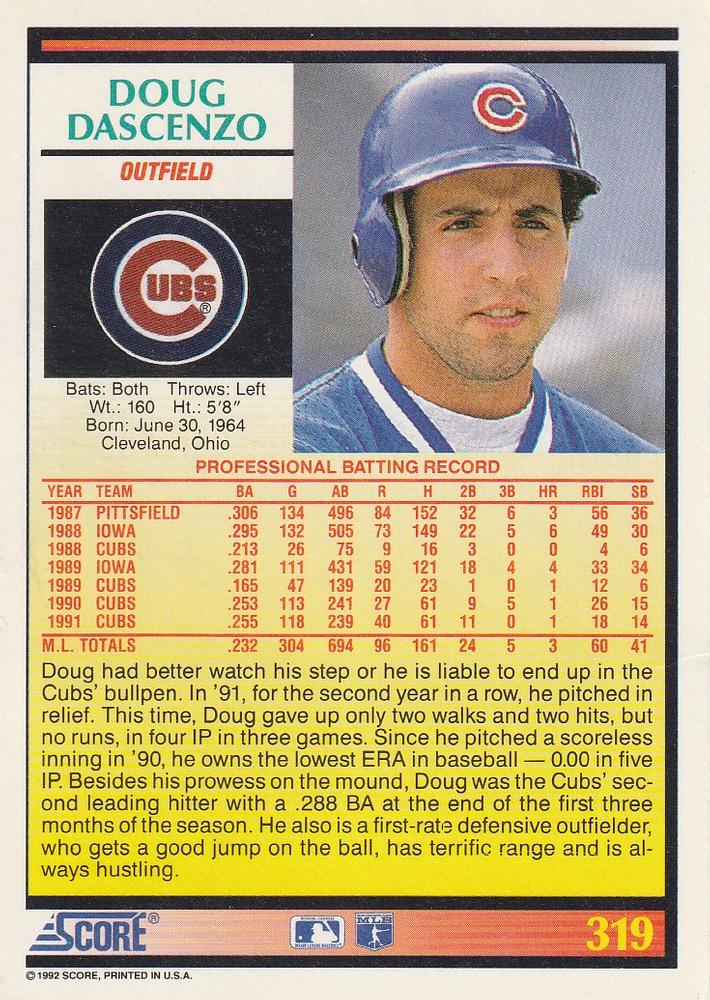 Doug Dascenzo  baseball card collectible - Main Image 2
