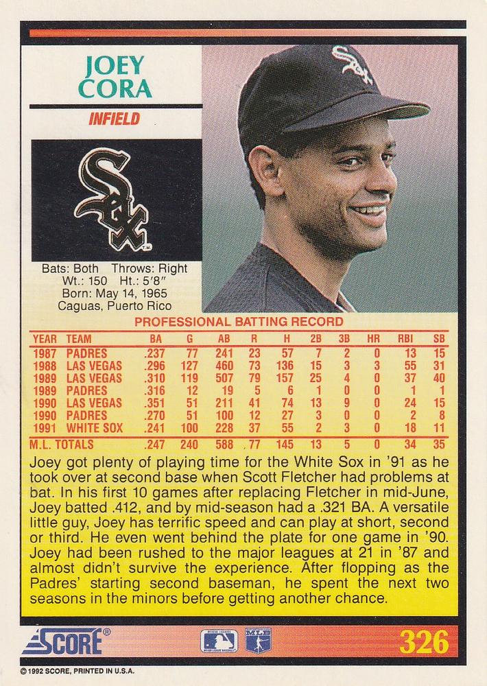 Joey Cora  baseball card collectible - Main Image 2