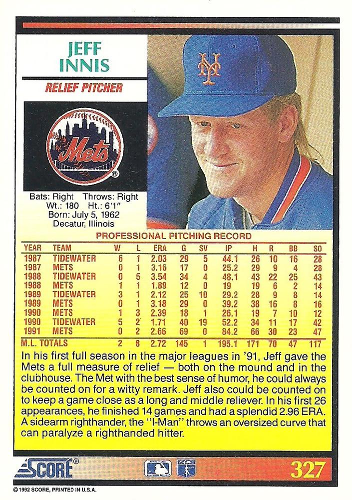 Jeff Innis  baseball card collectible - Main Image 2