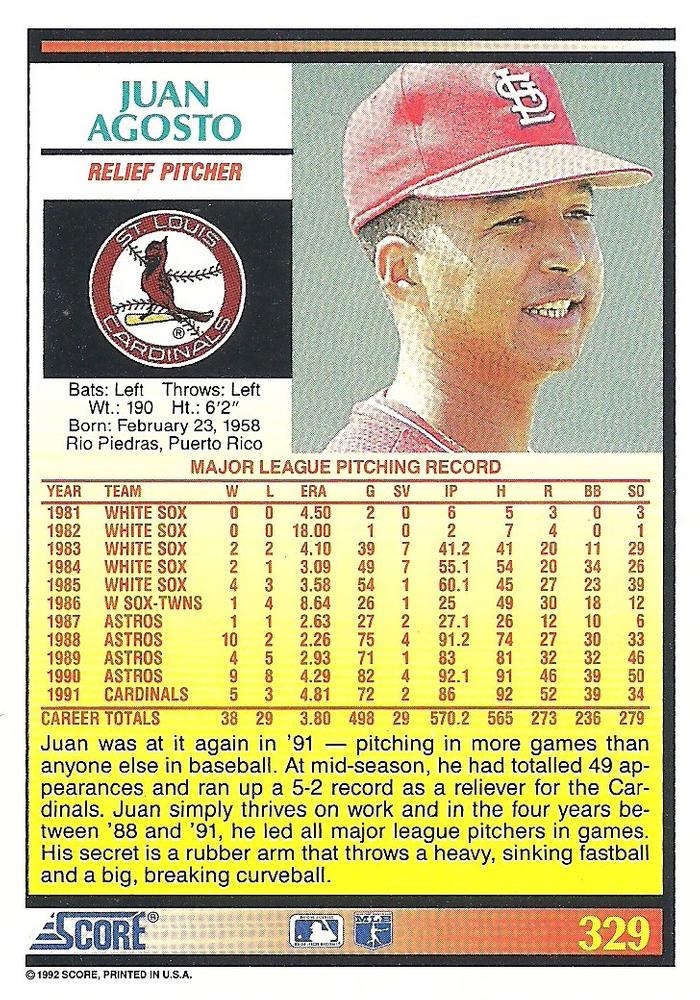 Juan Agosto  baseball card collectible - Main Image 2