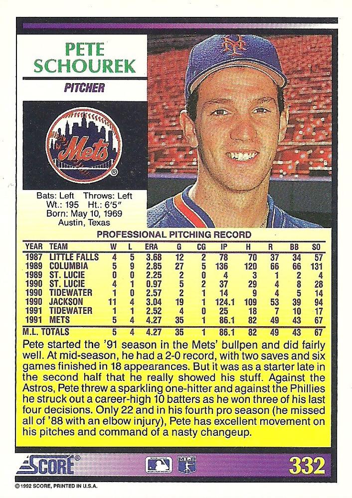 Pete Schourek  baseball card collectible - Main Image 2