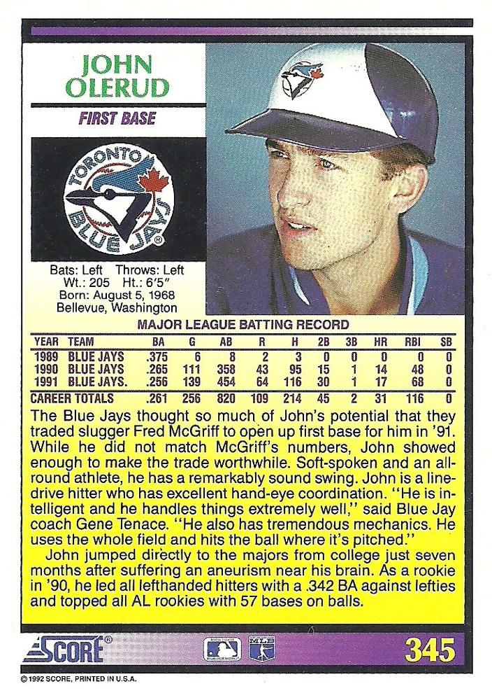 John Olerud  baseball card collectible - Main Image 2