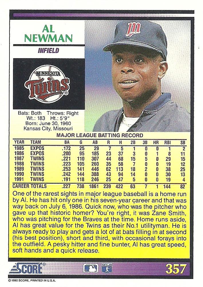 Al Newman  baseball card collectible - Main Image 2