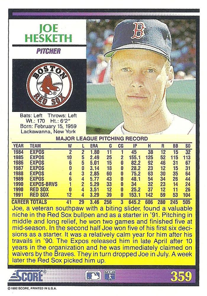 Joe Hesketh  baseball card collectible - Main Image 2