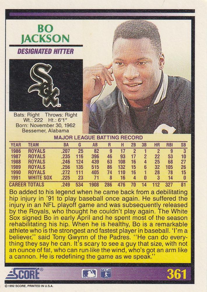 Bo Jackson  baseball card collectible - Main Image 2