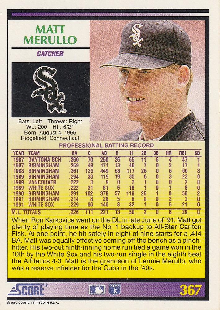 Matt Merullo  baseball card collectible - Main Image 2