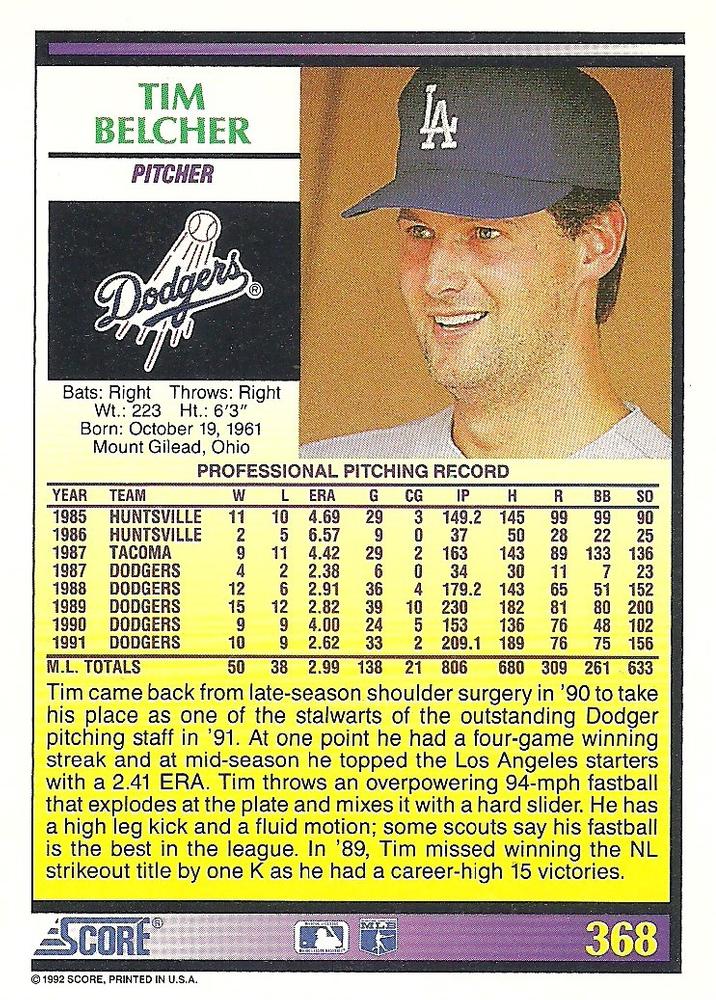 Tim Belcher  baseball card collectible - Main Image 2