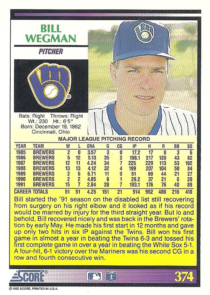 Bill Wegman  baseball card collectible - Main Image 2