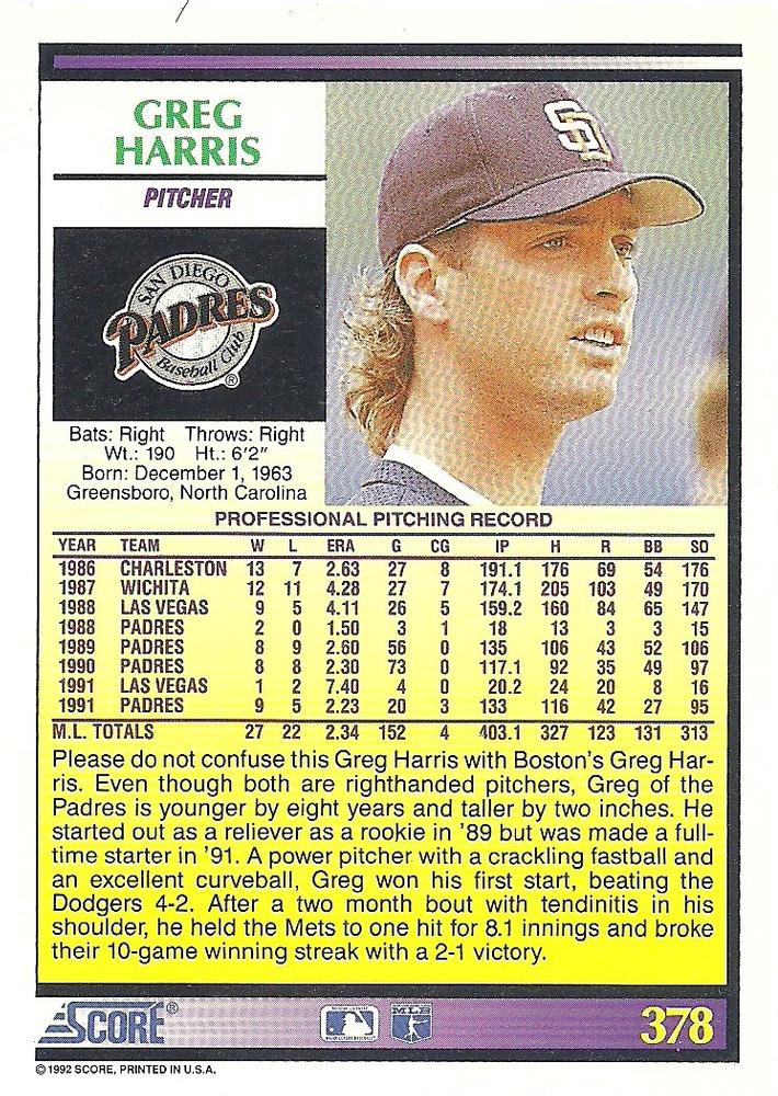 Greg Harris  baseball card collectible - Main Image 2