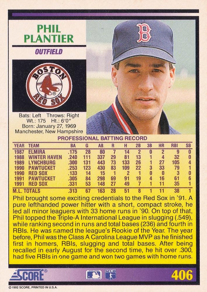Phil Plantier  baseball card collectible - Main Image 2