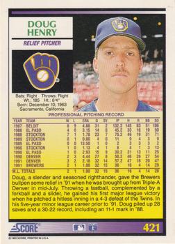 Doug Henry  baseball card collectible - Main Image 2