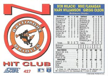 Bob Milacki / Mike Flanagan / Mark Williamson / Gregg Olson  baseball card collectible - Main Image 2