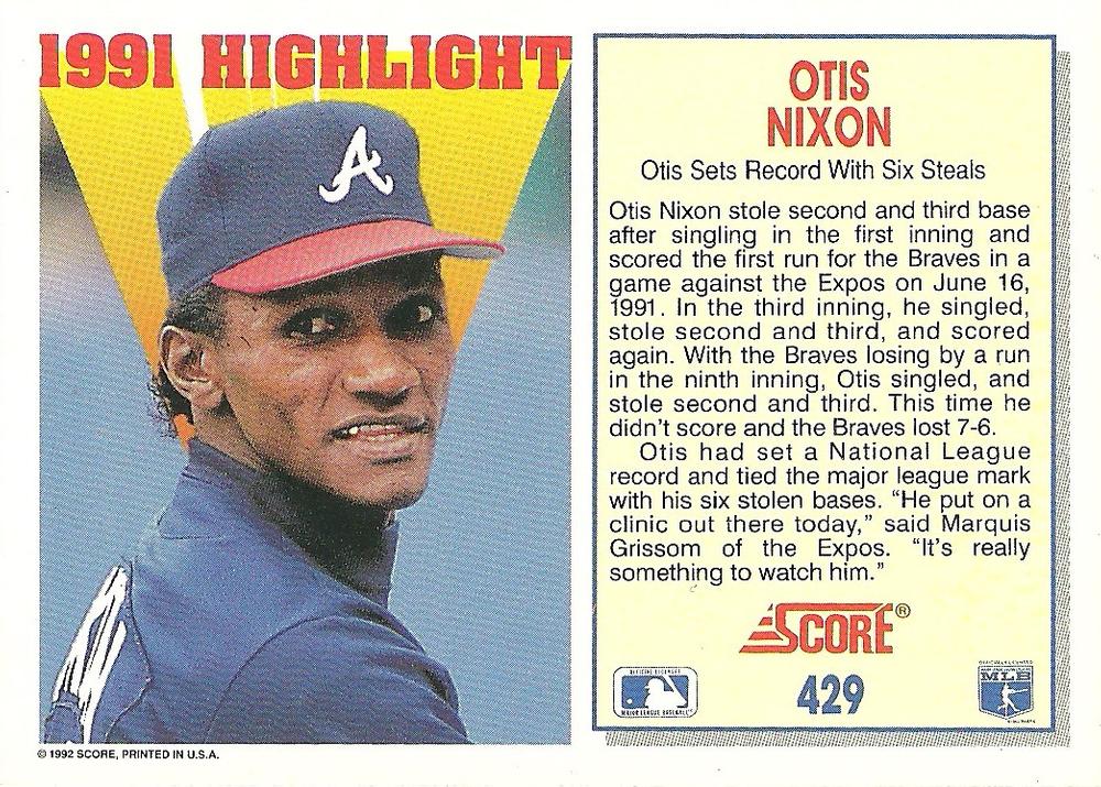 Otis Nixon  baseball card collectible - Main Image 2