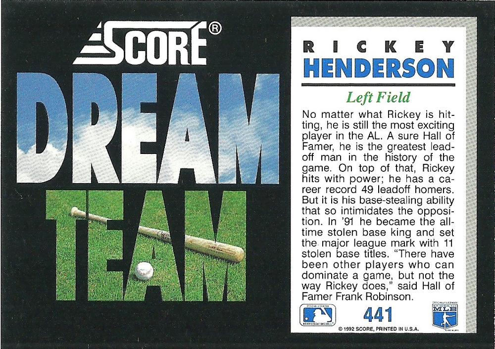 Rickey Henderson  baseball card collectible - Main Image 2