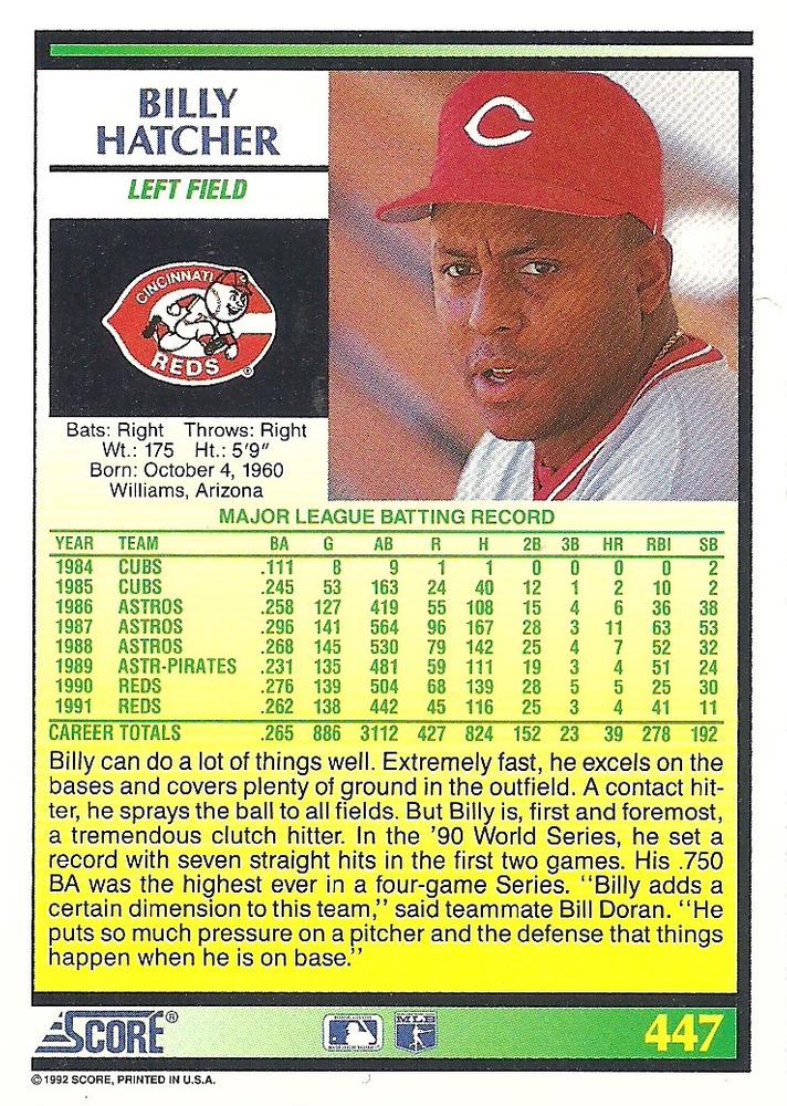 Billy Hatcher  baseball card collectible - Main Image 2