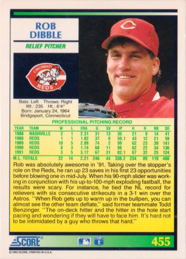 Rob Dibble  baseball card collectible - Main Image 2