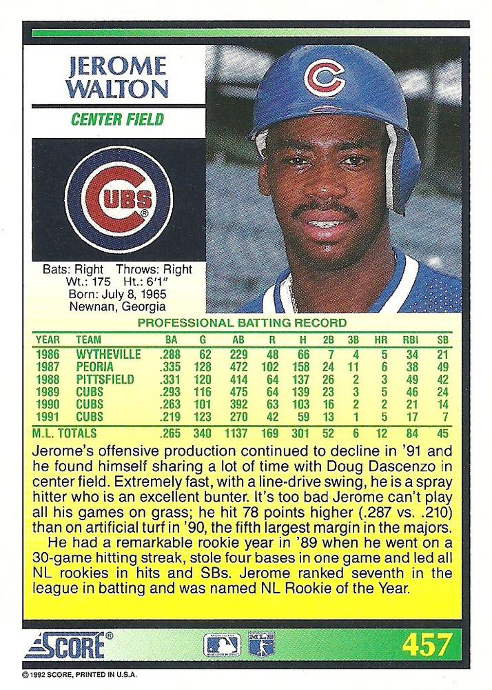 Jerome Walton  baseball card collectible - Main Image 2