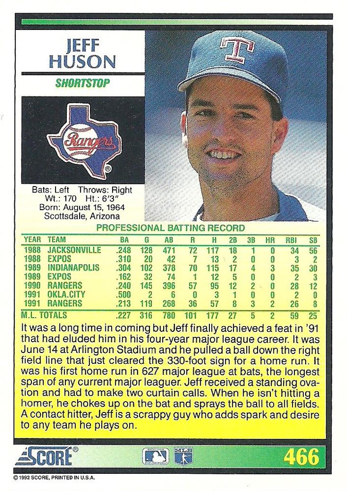 Jeff Huson  baseball card collectible - Main Image 2