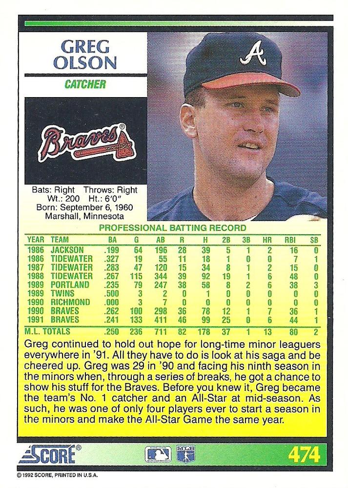 Greg Olson  baseball card collectible - Main Image 2