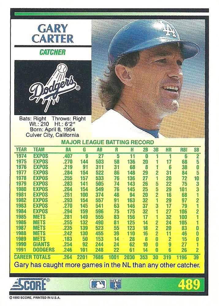 Gary Carter  baseball card collectible - Main Image 2