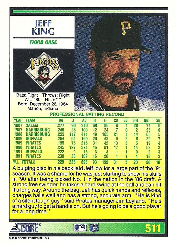 Jeff King  baseball card collectible - Main Image 2