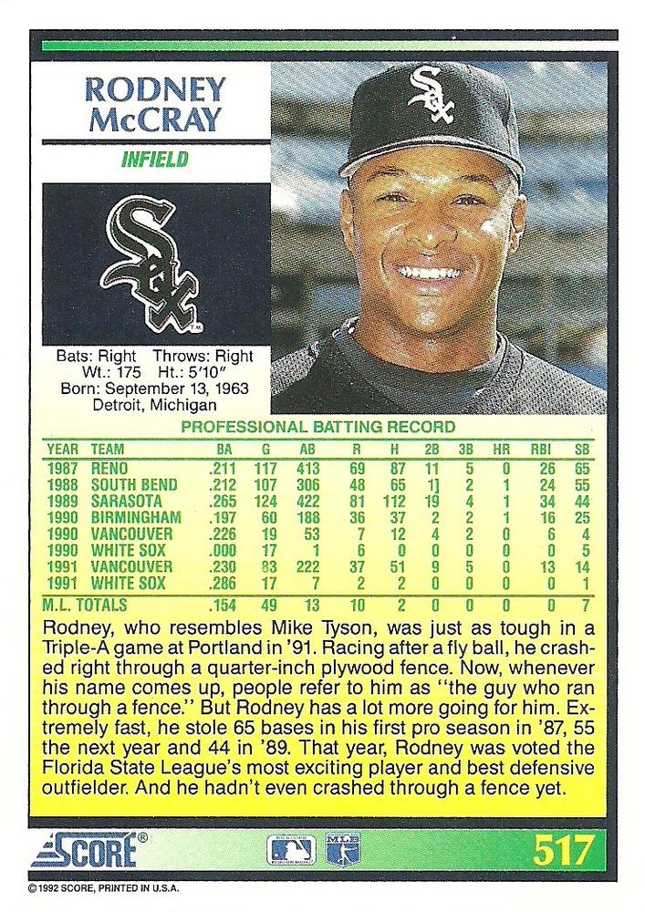Rodney McCray  baseball card collectible - Main Image 2