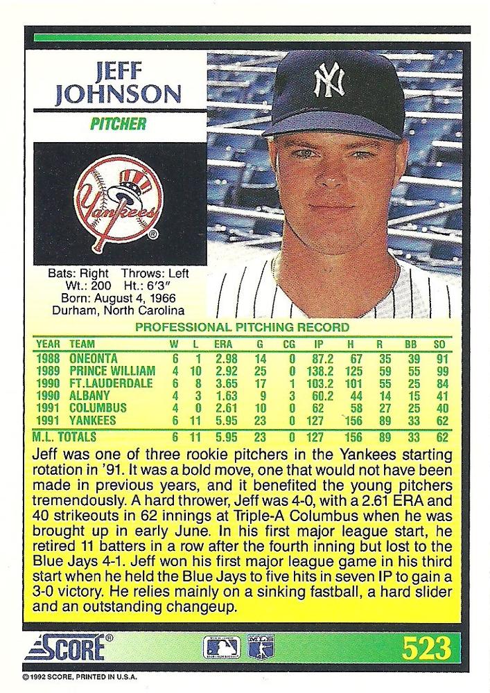 Jeff Johnson  baseball card collectible - Main Image 2