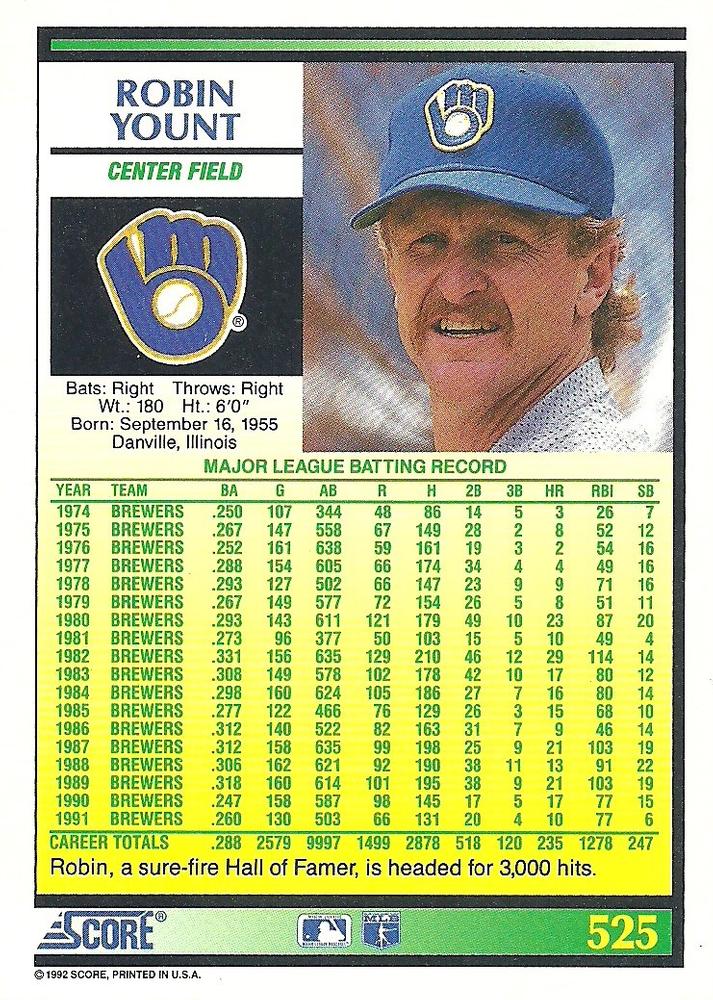 Robin Yount  baseball card collectible - Main Image 2