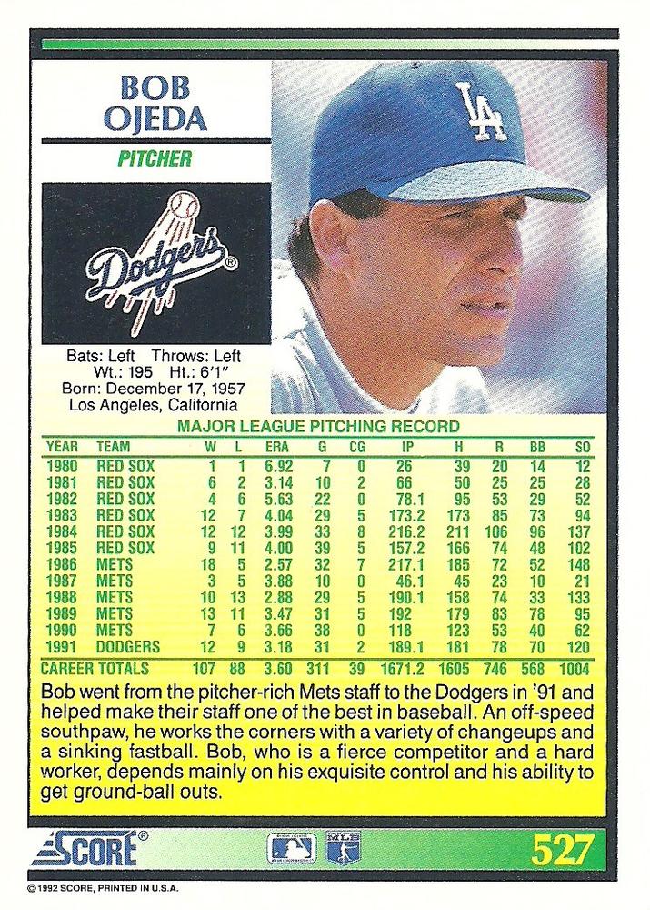 Bob Ojeda  baseball card collectible - Main Image 2