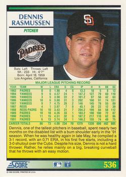 Dennis Rasmussen  baseball card collectible - Main Image 2