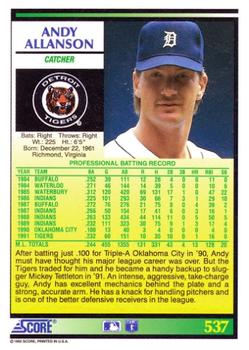 Andy Allanson  baseball card collectible - Main Image 2