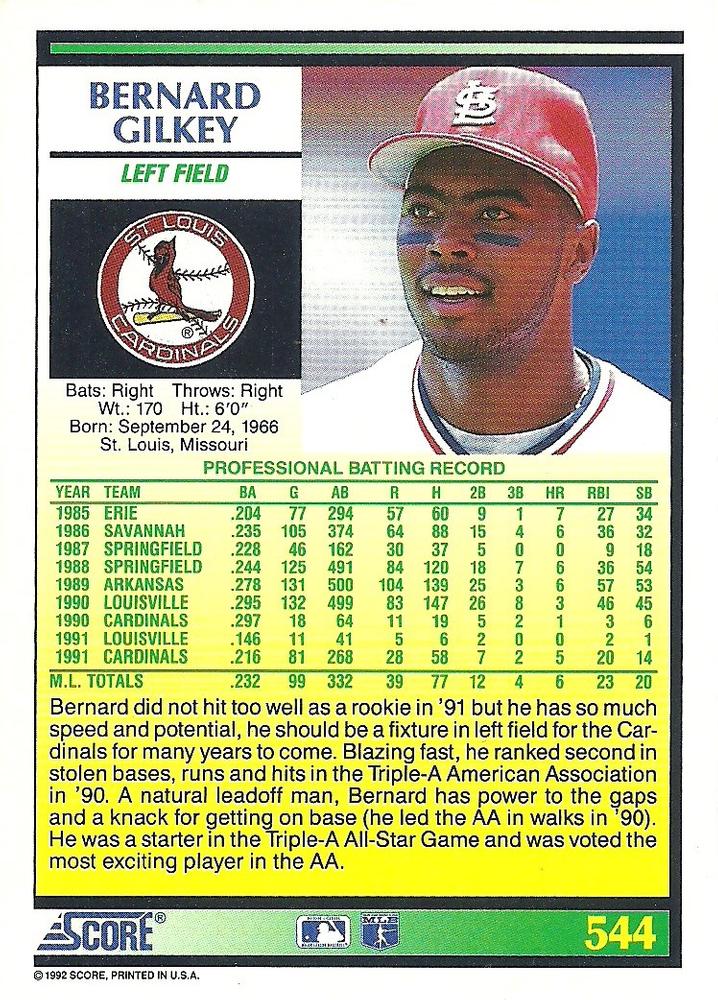 Bernard Gilkey  baseball card collectible - Main Image 2