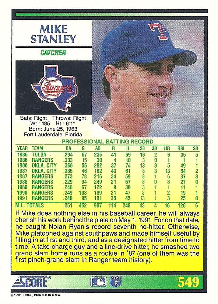 Mike Stanley  baseball card collectible - Main Image 2