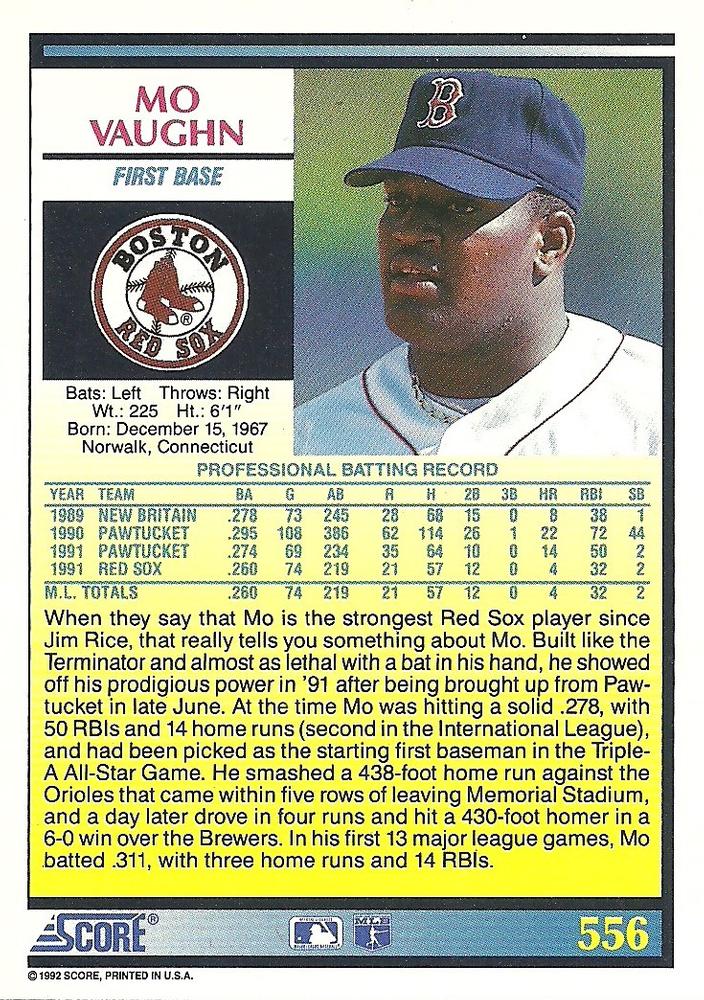 Mo Vaughn  baseball card collectible - Main Image 2