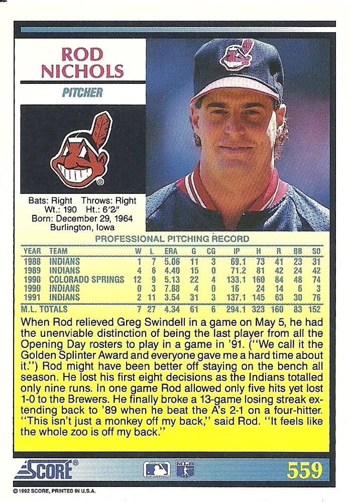 Rod Nichols  baseball card collectible - Main Image 2