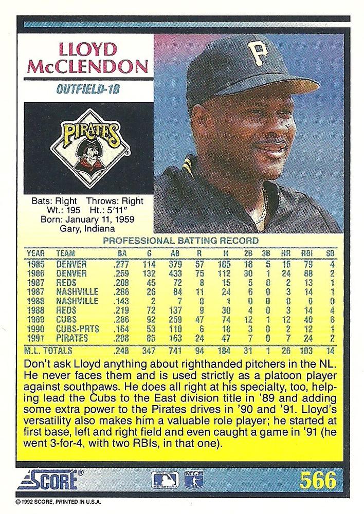 Lloyd McClendon  baseball card collectible - Main Image 2