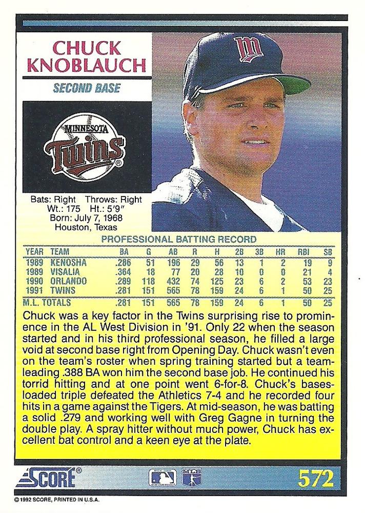 Chuck Knoblauch  baseball card collectible - Main Image 2