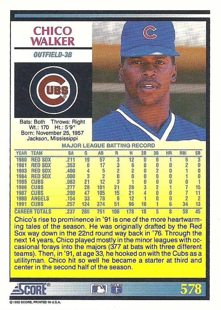 Chico Walker  baseball card collectible - Main Image 2