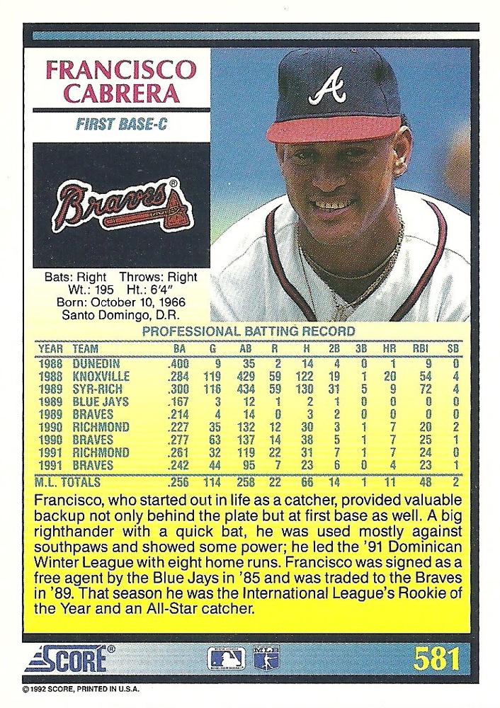 Francisco Cabrera  baseball card collectible - Main Image 2