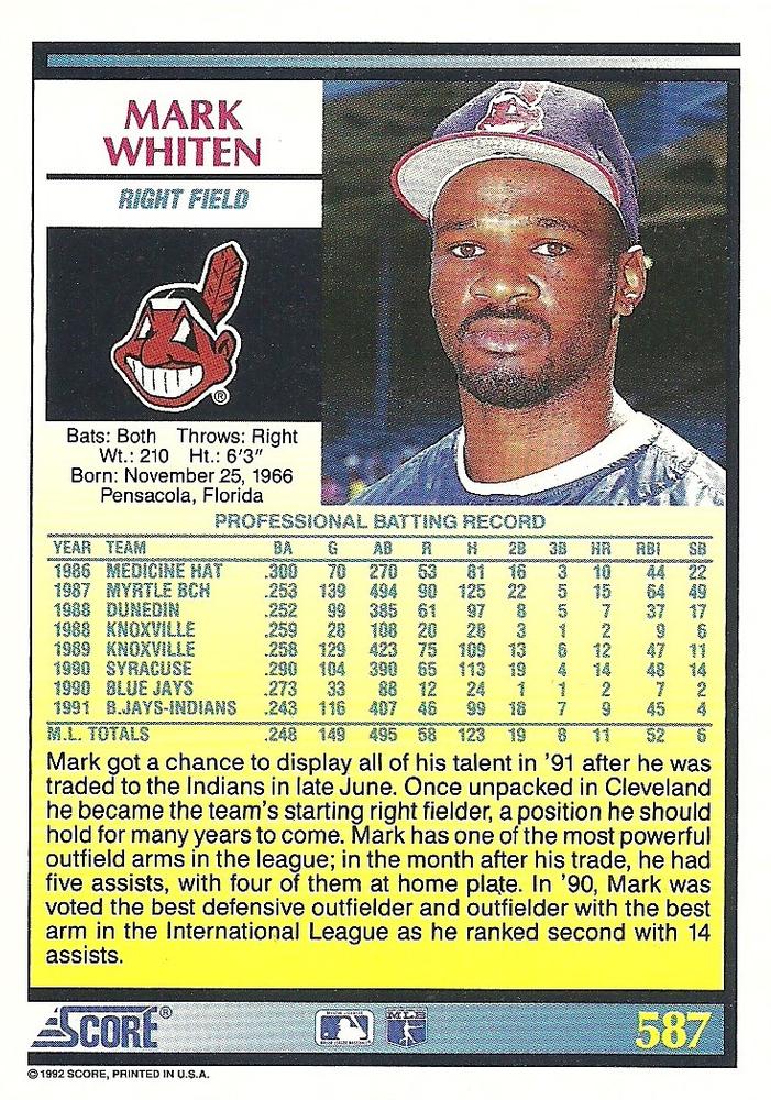 Mark Whiten  baseball card collectible - Main Image 2