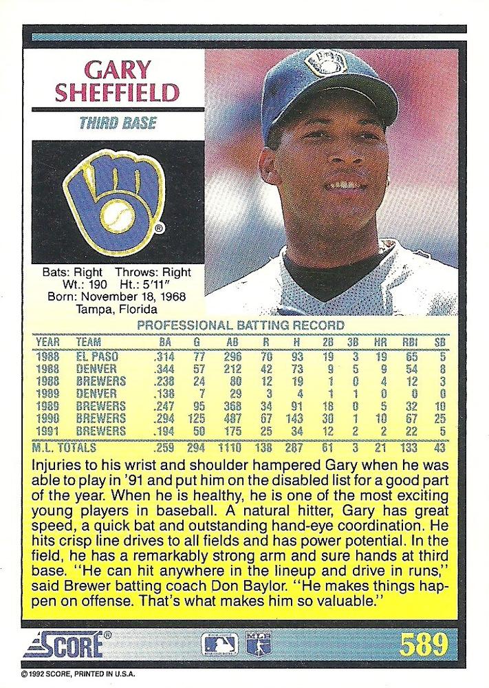 Gary Sheffield  baseball card collectible - Main Image 2