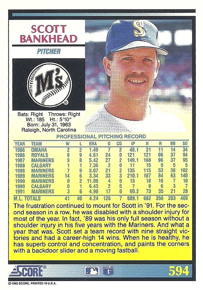 Scott Bankhead  baseball card collectible - Main Image 2