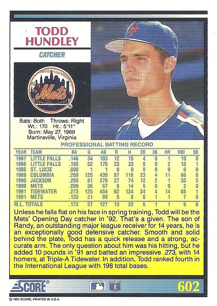 Todd Hundley  baseball card collectible - Main Image 2