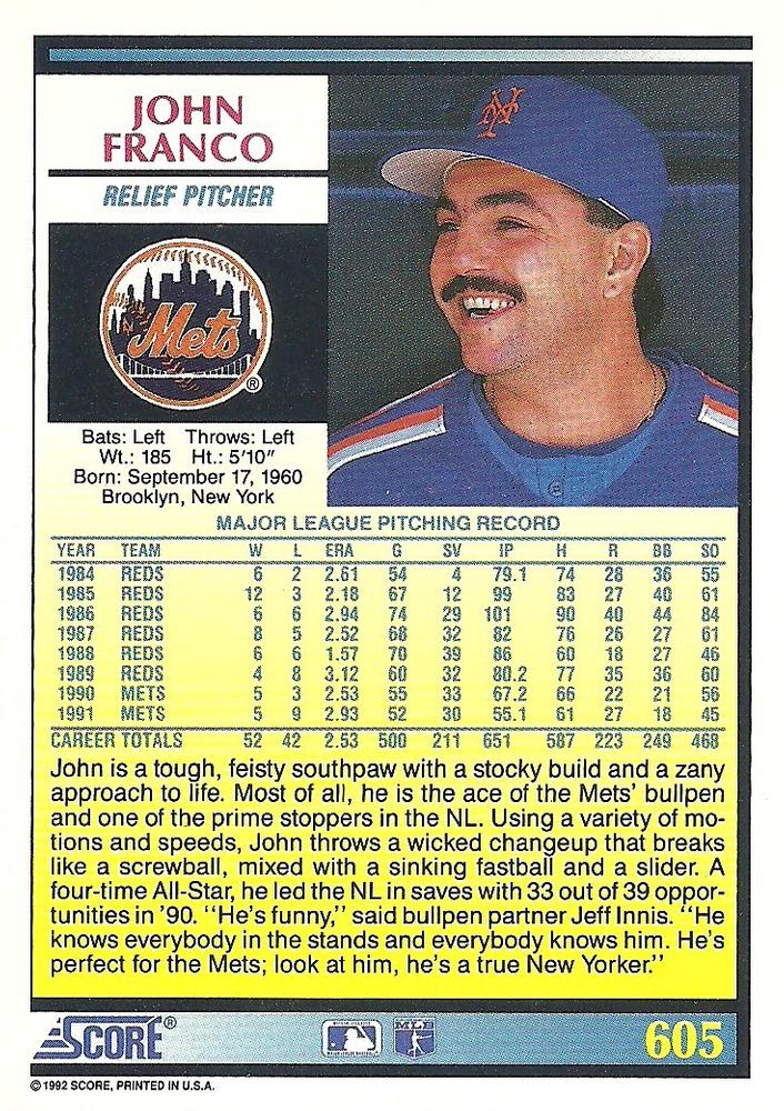 John Franco  baseball card collectible - Main Image 2