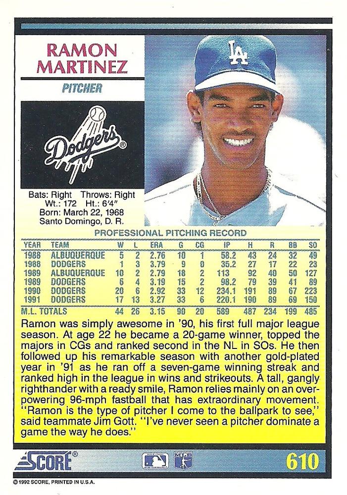 Ramon Martinez  baseball card collectible - Main Image 2