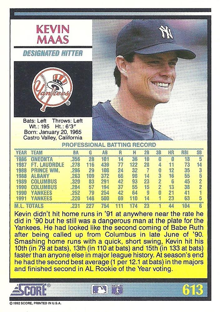 Kevin Maas  baseball card collectible - Main Image 2