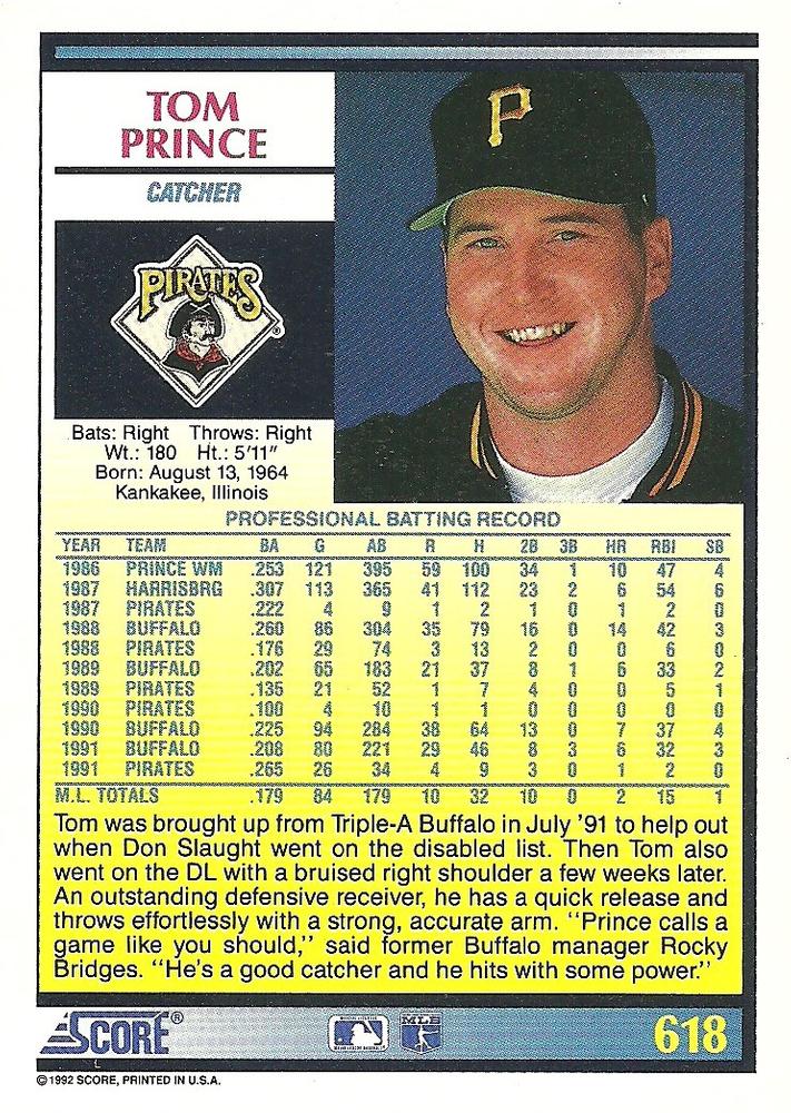 Tom Prince  baseball card collectible - Main Image 2