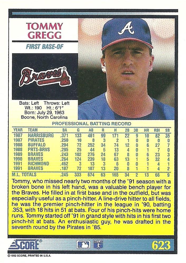Tommy Gregg  baseball card collectible - Main Image 2